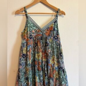 Funky People Blue and Cream Crochet Floral Dress